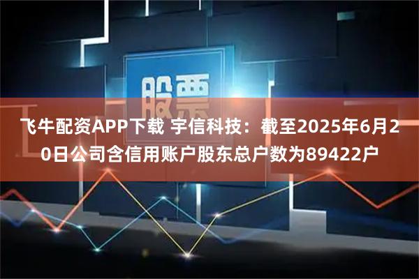飞牛配资APP下载 宇信科技：截至2025年6月20日公司含信用账户股东总户数为89422户
