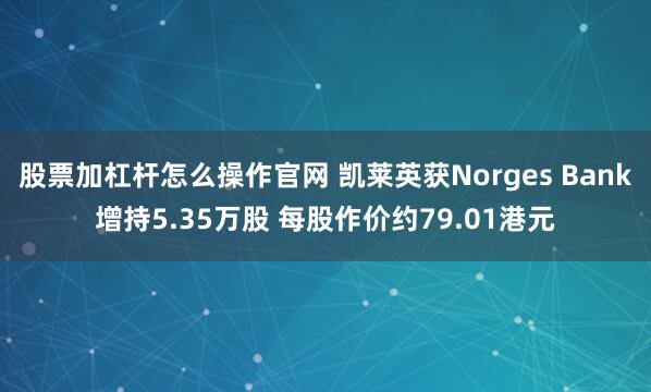 股票加杠杆怎么操作官网 凯莱英获Norges Bank增持5.35万股 每股作价约79.01港元