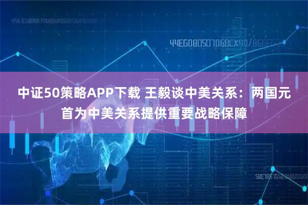 中证50策略APP下载 王毅谈中美关系：两国元首为中美关系提供重要战略保障